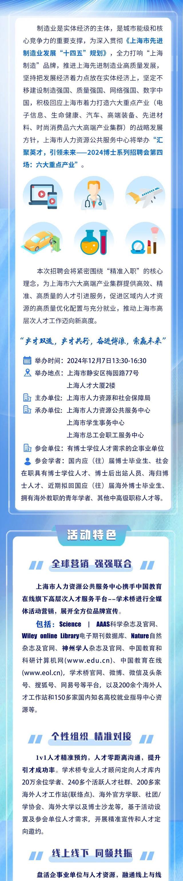 汇聚英才，引领未来！2024博士系列招聘会第四场（六大重点产业）邀您参加