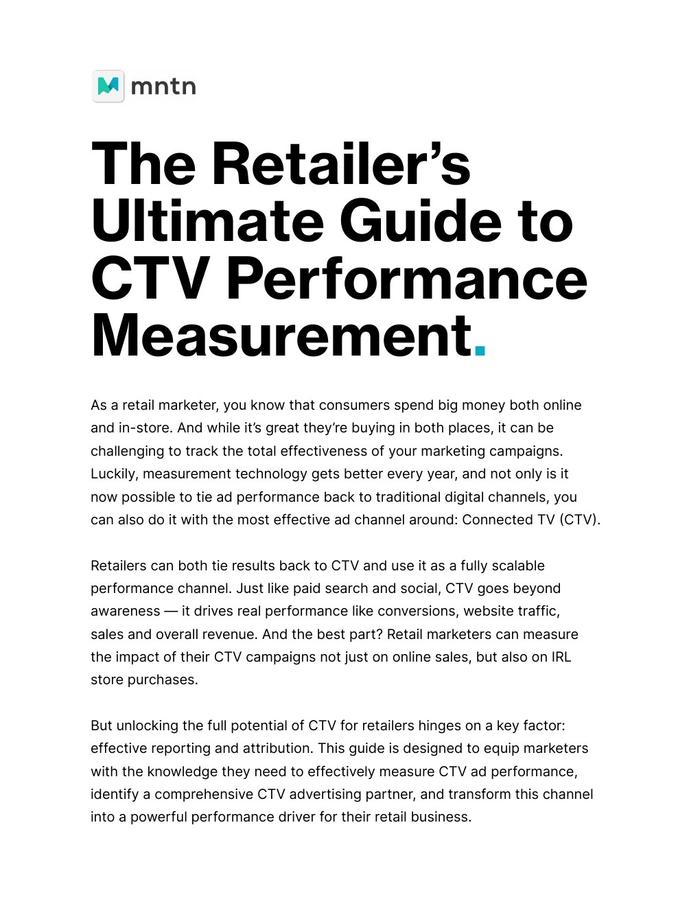 MNTN：零售商联网电视效果测量指南
