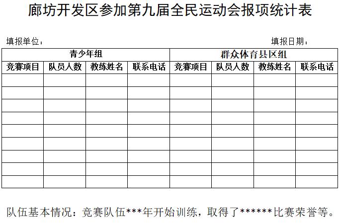 廊坊开发区将举办全民运动会，快来报名参加