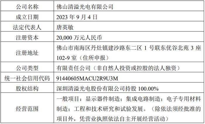 清溢光电对全资子公司佛山清溢增资4亿元，推进掩膜版项目建设