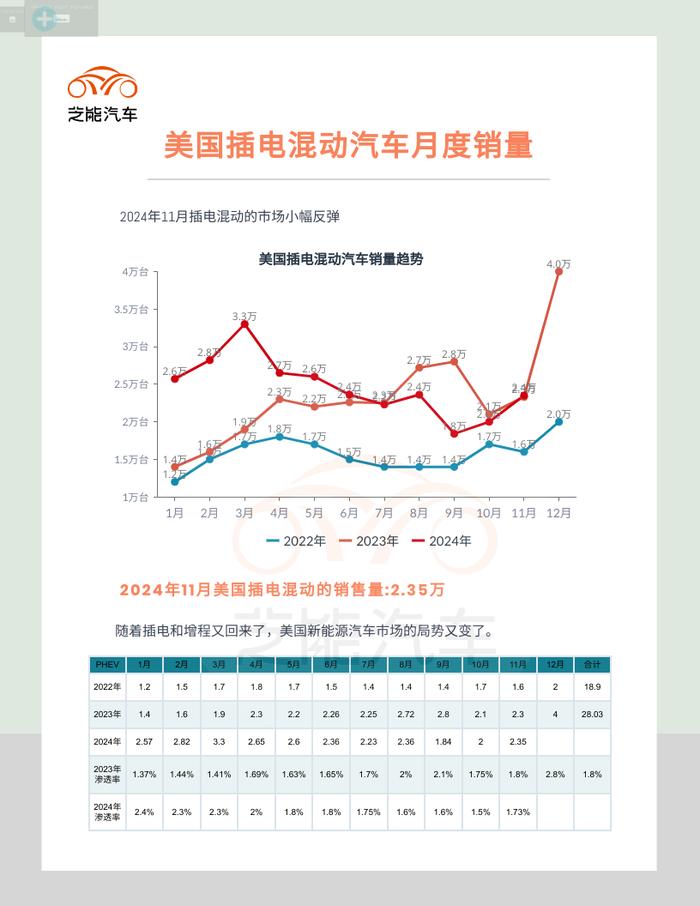 美国电动汽车｜2024年11月销量分析