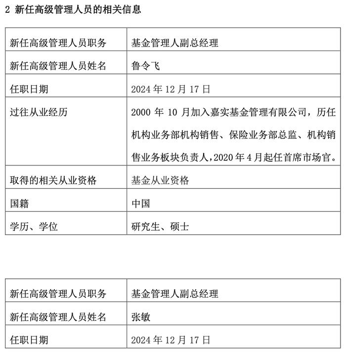 嘉实基金首席市场官、养老首席投资官升任副总经理