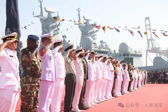 各国代表向国旗敬礼 图源:人民海军微信公号
