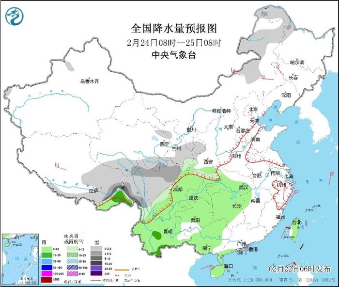 湖南江西浙江福建等地有中雨 青藏高原西北地区东部等地有雨雪