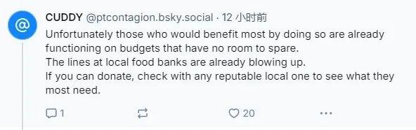 △美国网友称,当地排队领取食物的队伍已经爆满。