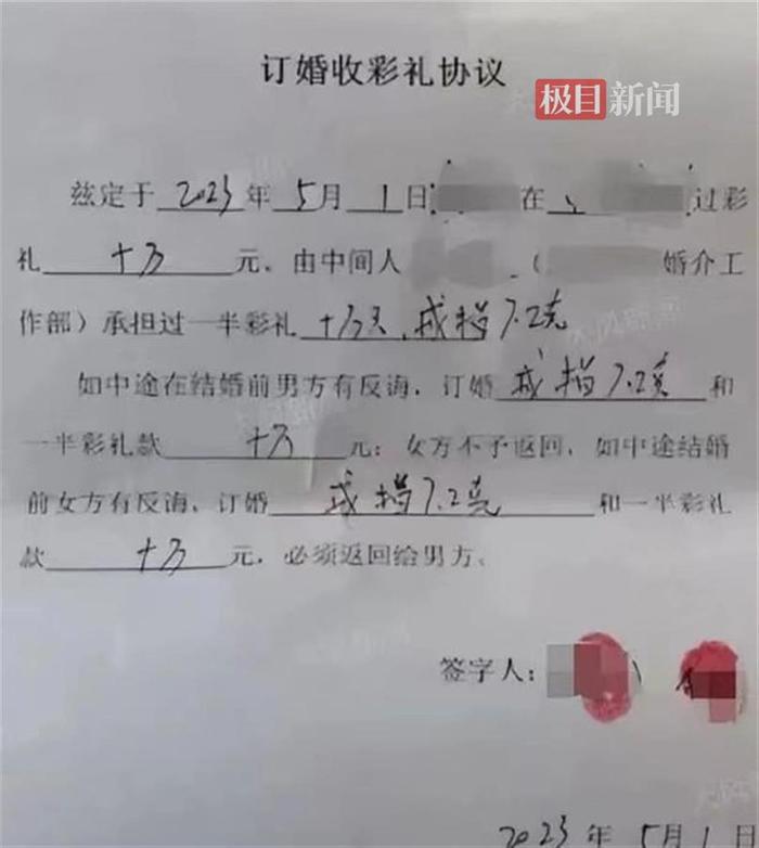 彩礼协议(受访者 供图)