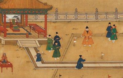 明代《明宣宗行乐图》局部。资料图片