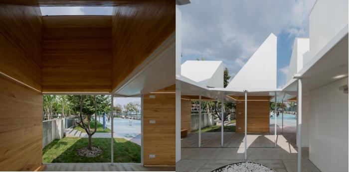 (图:“Magic Square Pavilion”的内部空间和简洁巧妙的结构设计与防水设计 摄影:whyseeimage)