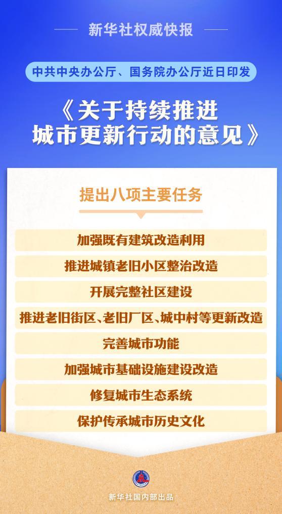 中共中央办公厅、国务院办公厅印发《关于持续推进城市更新行动的意见》