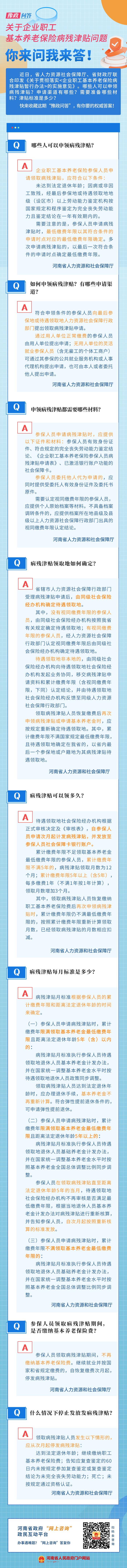 关于企业职工基本养老保险病残津贴问题,解答来了!