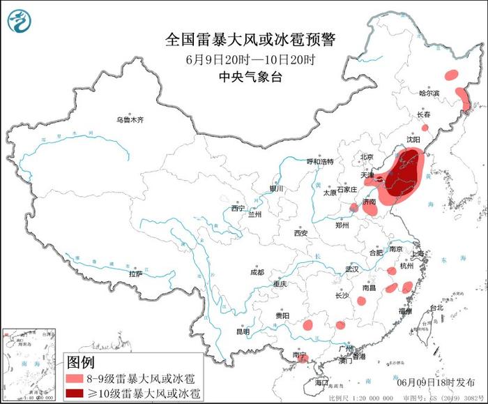 强对流天气黄色预警:辽宁山东等地部分地区将有10级以上雷暴大风