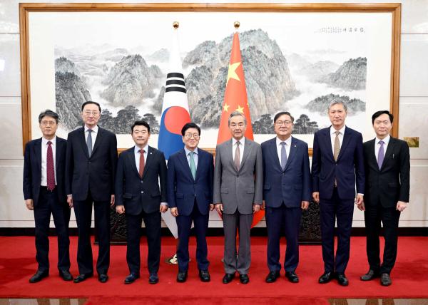 王毅会见韩国总统特使朴炳锡