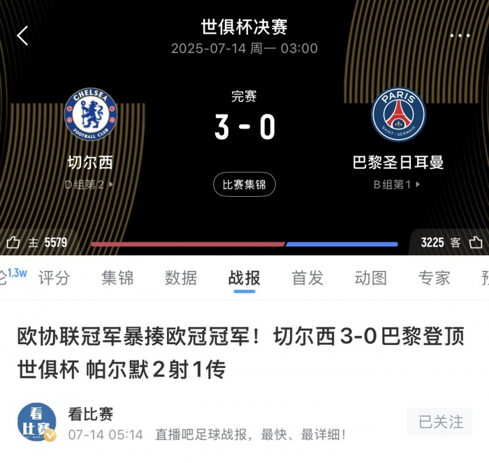 差点历史首队!巴黎今年7项赛事6冠1亚,世俱杯决赛0-3切尔西