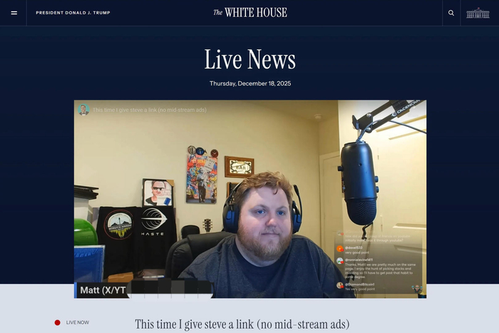 白宫官网惊现理财直播！异常画面持续8分钟，博主：早知道就穿正式点