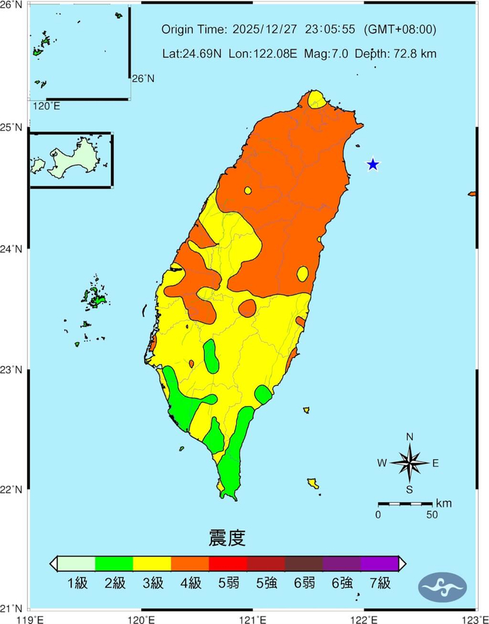 台湾宜兰县海域发生6.6级地震，全台多地震感明显