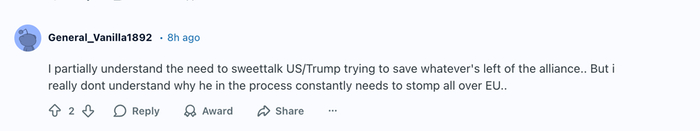 欧洲没有美国能自卫是“做梦”,北约秘书长言论引发强烈反弹