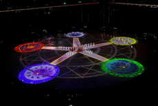 冬奥会闭幕式灯光表演 美轮美奂的奥运五环