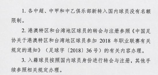 足协公布中超新政策 5外援可以同时出场