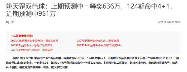 专家10月连擒双色球一二等揽亿元 夏梦雨连3期中奖