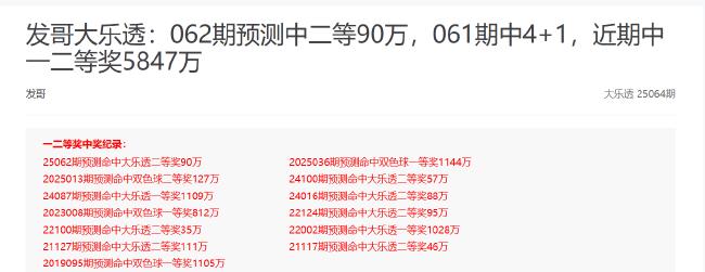 超火!新浪专家6期斩获5个大乐透头奖豪揽7千万