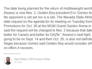 美名记确认阿瓦雷茨11月2日比赛 徐灿将在同日卫冕