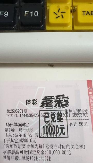 太牛！彩民2400元擒世俱杯大冷比分中奖135万