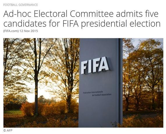 FIFA公布主席候选人