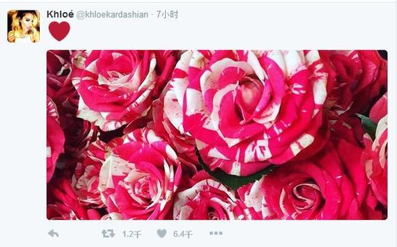 卡戴珊推特晒出了哈登送来的玫瑰花