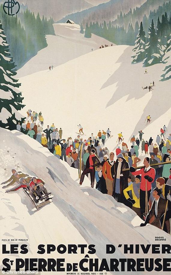 欧洲老版滑雪海报拍卖