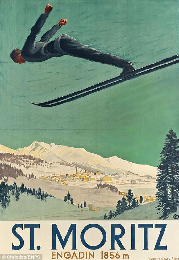 欧洲老版滑雪海报拍卖