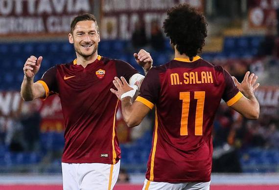 In serie a - salah savior + 3 box francesco totti assists 1-1 draw Rome stadium