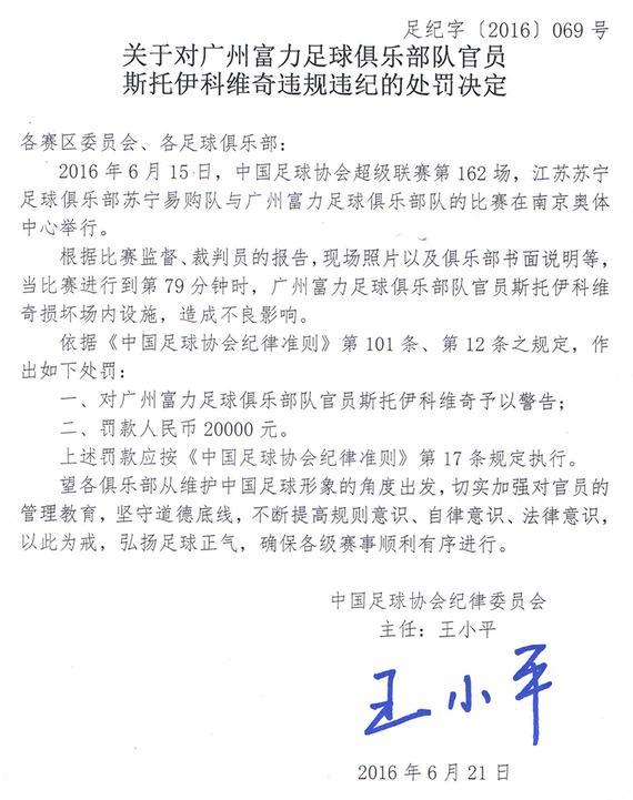 足协罚单