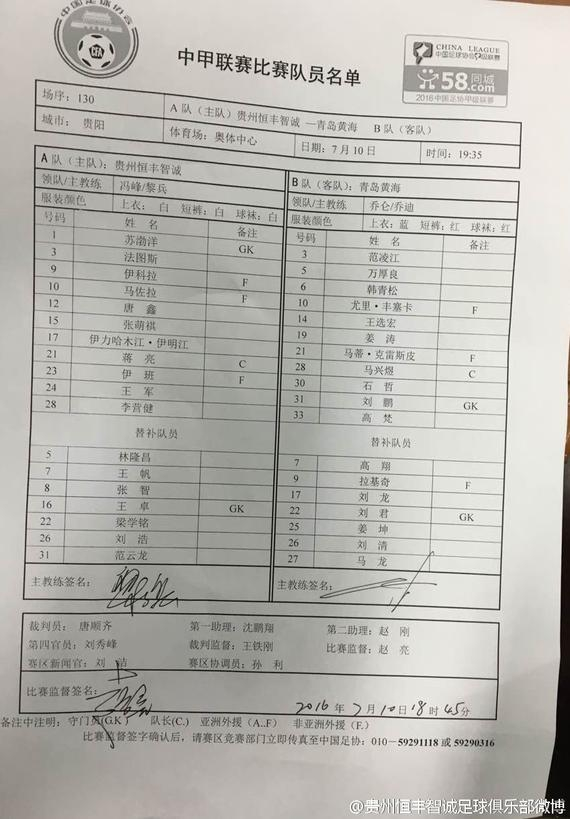 黄海VS恒丰智诚