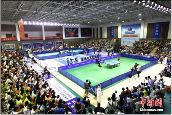 资料图：7月14日，中国男子乒乓球队在山东威海南海新区举行热身赛。刘昌勇 摄