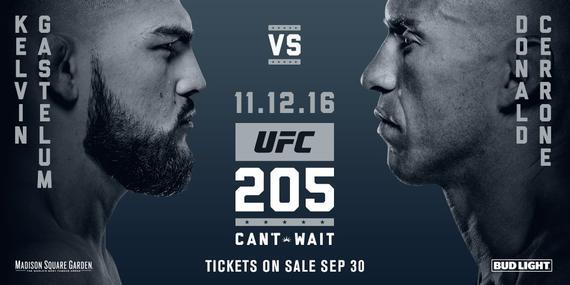 UFC官方一口气公布了5场UFC205的对阵