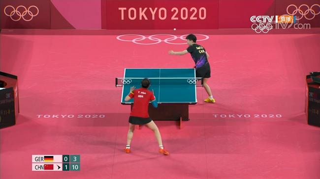 孙颖莎和韩莹在比赛中