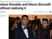 FIFA炮轰梅西C罗缺席颁奖：你们俩玷污了足球！