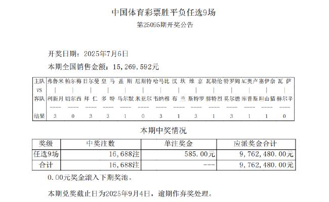 巴黎皇马会师半决赛 足彩任九开16688注585元
