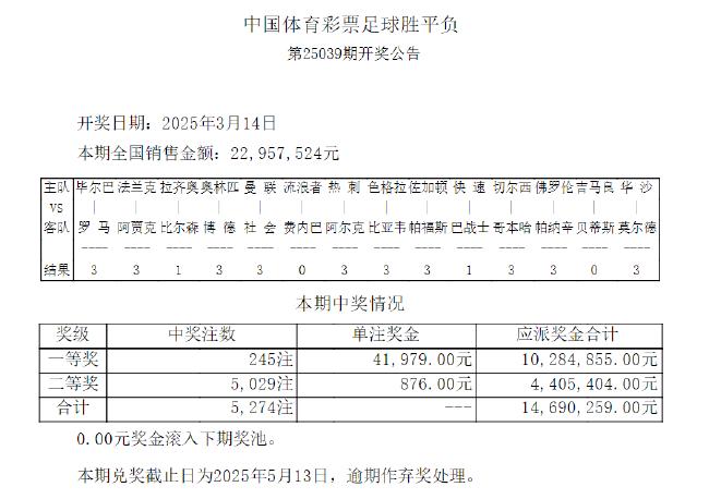 拉齐奥造4.5倍冷平 足彩头奖开245注41979元