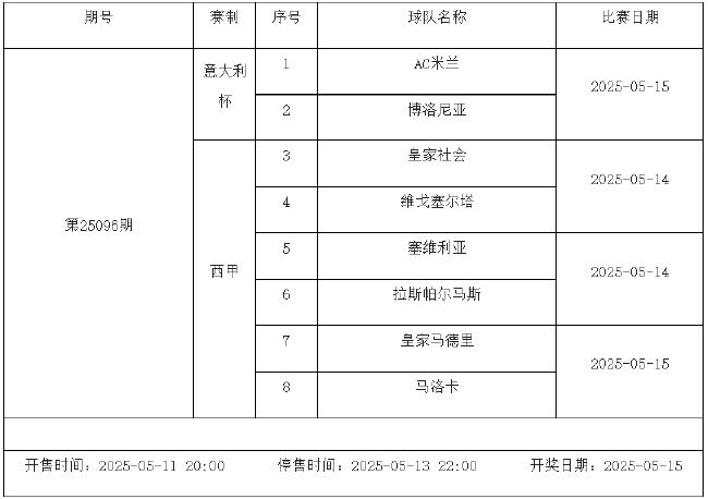 5月9日-5月15日足彩赛程:停售4期 西甲一周双赛