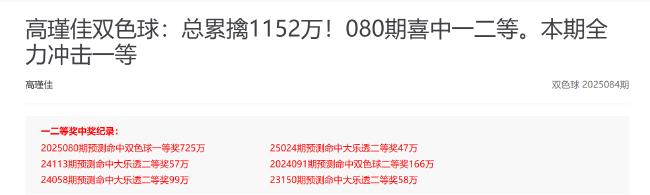 火爆!新浪专家4期命中5个双色球一等揽4227万