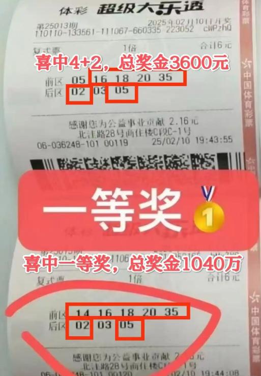 北京彩民6元擒大乐透1040万 缴纳个税208万元-图