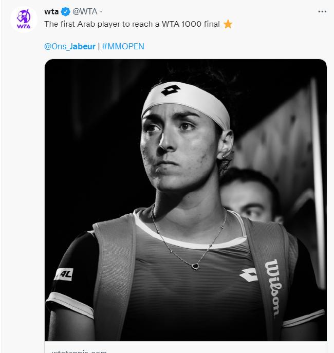 贾巴尔成为历史上首位闯入到WTA1000级别赛事女单决赛的非洲球员和阿拉伯球员