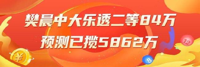 精选大乐透专家:樊晨中二等84万累擒5862万!