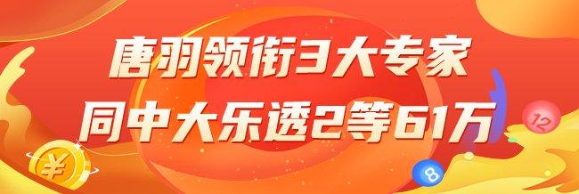精选大乐透专家：唐羽领衔3大专家同中2等61万