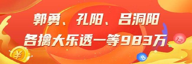 精选大乐透专家:郭勇、孔阳、吕东阳各擒983万!