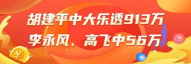 精选大乐透专家:胡建平中913万 两人同中2等56万