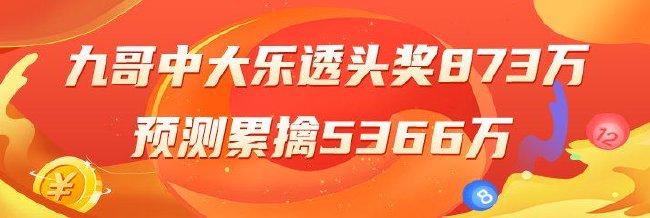 精选大乐透专家：九哥、孙贤民同中头奖873万