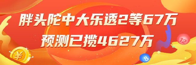 精选大乐透：胖头陀中2等67万累擒4627万 何明中4+2