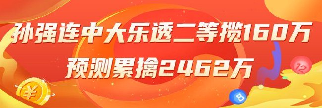 精选大乐透专家:孙强连中二等揽160万累擒2462万